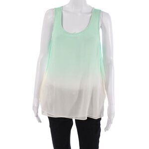 Project Womens Sleeveless Tunic Green 100% Silk Round Neck Size M